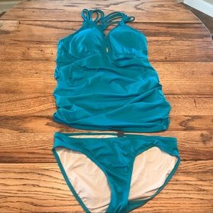 Turquoise maternity tankini